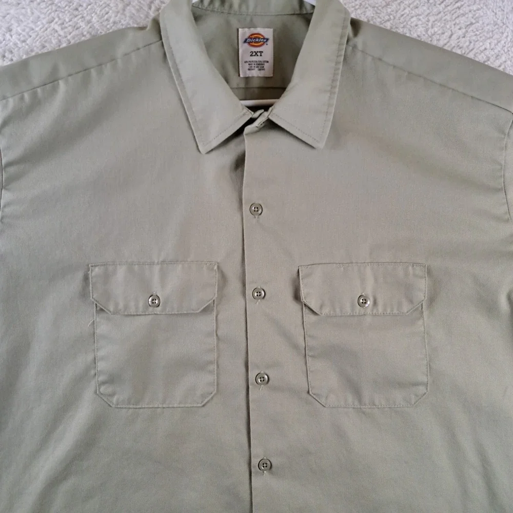 Dickies Work Shirt Mens 2XT Button Up Khaki
